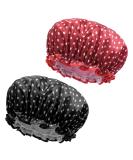 Uraqt shower hood 2 pieces of waterproof shower hood women large elastic shower cap reusable shower cap for girls women cosmetics at home hotel travel (point pattern) - Buy Online on GoSupps.com