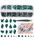 EBANKU Green Nail Rhinestones for St. Patrick's Day Nail Art - Emerald Gems with Tweezers - Buy Online on GoSupps.com