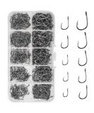 500PC Carbon Steel Fishing Hooks Set - 10 Sizes for Freshwater & Saltwater Fishing | Durable Barn Hooks with Eyelet & Plastic Box - Buy Online on GoSupps.com