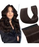 Elailite Clip In Extensions - Real Human Hair 3/4 Full Head 5 Clips 45cm Dark Brown #02 - Smooth & Natural Look - Buy Online on GoSupps.com