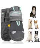 Slowton Waterproof Dog Shoes - Non-Slip Paw Protection Boots for Small & Medium Dogs - Size 7 (Gray) - Reflective Velcro Fasteners - 2 Pack - Buy Online on GoSupps.com
