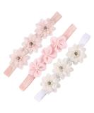 3-Piece Baby Girls Flower Hair Bands Pink & White Lace Headbands with Pearls Cute Elastic Accessories for Newborns & Toddlers Perfect Gift for Photography - Buy Online on GoSupps.com