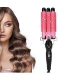 3 Barrel Hair Waver - Adjustable Temperature Crimper for Beachy Waves | Fast Heat Up | Compatible with All Hairstyles (Pink 22mm - Buy Online on GoSupps.com