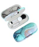 AITIME Contact Lens Case Glasses and Contact Case 2 In 1 Double Sided Portable Eye Contact Case Kit Vibrant and Stylish Simple and Elegant Painted Pattern Texture Design Green - Buy Online on GoSupps.com