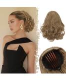 Kamm Clip Short Wavy Ponytail Extension - 22cm Thick Synthetic Hairpiece for Women (Brown & Blonde Mixed) - Buy Online on GoSupps.com