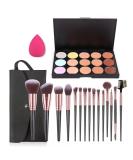 Buy Pure Vie 24-Piece Makeup Brush Set with Sponge Puff & 15-Color Concealer Palette - International Shipping Available! - Buy Online on GoSupps.com