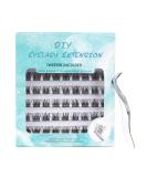 SISILILY Individual Lashes 6 Rows Cluster D Curl DIY Eyelash Extension Kit | Reusable 3D False Eyelashes Natural | Flat Tweezer | 14mm Length | DM04-14mm - Buy Online on GoSupps.com