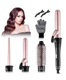 CCKeyin 4 in 1 Curling Iron Set | 9-38mm Ceramic Curling Bar & Brush - Pink | Perfect for Large & Small Curls International Shipping Available - Buy Online on GoSupps.com