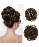 RUWISS Claw Clips in Messy Bun Hair Piece 100% Human Hair Buns Wavy Curly Clip Chignon Hair Extensions Tousled Updo Hair Buns Human Hair Scrunchie with Clip for Women(Dark Brown & Gold Bronze) 1 Count (Pack of 1) Dark Brown & Gold Bronze - Buy Online on GoSupps.com