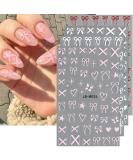 Heart Bows Nail Art Stickers - Black White Red & Pink Bow Tie Designs for Valentine's Day - Perfect Nail Decals for Women & Girls - DIY Acrylic Nails Supplies - Buy Online on GoSupps.com