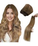 LAAVOO Real Hair Ombre Sew-In Weft Extensions - 100g Balayage Light Brown Golden Blonde - 40cm #8/16/8 - Buy Online on GoSupps.com