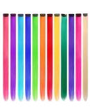 12 Pcs Rainbow Colored Clip-in Hair Extensions - 21 inch Synthetic Straight Hair for Kids, Girls, Women - Buy Online on GoSupps.com