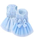 Elegant Asenku Dog Dress - Princess Lace Wedding & Birthday Outfit for Small to Medium Dogs & Cats - Blue - Buy Online on GoSupps.com