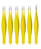 6-Piece Precision Pointed Tweezers Set for Ingrown Hair, Nose, Eyebrow, Blackhead Removal - Stainless Steel (Yellow) - Buy Online on GoSupps.com