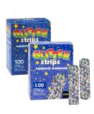 Glitter Strips Bandages for Kids - 200 Count Latex-Free Adhesive Bandages for Wound Care & First Aid - Fun & Colorful 3/4 x 3" Design - Buy Online on GoSupps.com