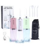 Buy Portable Water Flosser for Teeth - 220ml Rechargeable Cordless IPX7 Waterproof Cleaner with 3 Pressure Modes & 4 Floss Picks - Perfect for Travel & Home (Pink - Buy Online on GoSupps.com