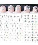 Silver Star Nail Stickers Self Adhesive Nail Art Decals for Women, Girls, and Kids | Pack of 6 Aurora Silver Star Designs for Nail Decor - Buy Online on GoSupps.com