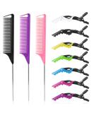 10 Piece Set: Rat Tail Combs and Hair Clips - Metal Pin Parting Comb for Braids with Alligator Styling Clips - Professional Salon Quality - Buy Online on GoSupps.com