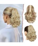 Sofeiyan Ponytail Extension 28cm | Clip In Short Curly Synthetic Hair Extensions for Women - Light Ash Brown & Bleaching Blonde - Buy Online on GoSupps.com