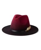Gossifan Women Gradient Color Fedora Wide Brim Felt Panama Hat with Belt Buckle Burgundy/Black Medium - Buy Online on GoSupps.com