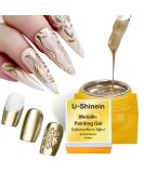 U-Shinein 8ml Metallic Painting Gel Nail Polish - Golden | 3D Metal Painted DIY Nail Art Manicure - Buy Online on GoSupps.com