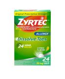 Zyrtec 24 Hour Allergy Relief - 10 mg Cetirizine HCl Antihistamine Citrus Flavor Rapid Relief from Ragweed & Tree Pollen 24 Tablets - International Shipping Available - Buy Online on GoSupps.com