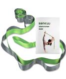 SANKUU Stretching Strap with 12 Loops + Workout Poster | Non-Elastic Yoga Straps for Physical Therapy & Exercise | Green Hamstring Stretcher for Pilates, Dance, Gymnastics | Women & Men - Buy Online on GoSupps.com