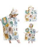 Buy Gukasxi Kids Bathing Poncho Towel | Hooded Swim Robe 65x75 cm | Absorbent Beach Towel for Boys & Girls | Colorful Forest Animals Design - Buy Online on GoSupps.com