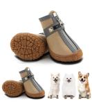 Hcpet Dog Shoes Waterproof Booties for Small Dogs | Paw Protector for Hot Pavement & Winter Snow Hiking | 4Pcs #5 (1.88 inch) | Khaki - Buy Online on GoSupps.com