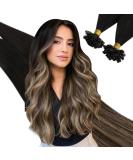 UGEAT balayage real hair extensions - Black to Chocolate Brown & Strawberry Blond U Tip | 55 cm 50g 50 pcs - Long-lasting Quality | International Shipping - Buy Online on GoSupps.com