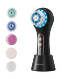 Rechargeable Face Scrubber Exfoliator - Waterproof Facial Cleansing Brush with 5 Brush Heads | Electric Spin Brush for Deep Cleansing & Massage - Black & Gold - Buy Online on GoSupps.com