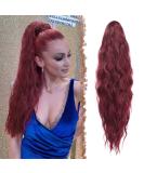 65cm Burgundy Fine Long Braid Ponytail Hair Extension - Natural Curly Synthetic Clip-In for Women - Buy Online on GoSupps.com