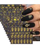 Gold Flowers Nail Stickers Decals - Self-Adhesive 3D Golden Line Supplies for DIY Manicure - Nail Art Decoration for Women and Girls - Buy Online on GoSupps.com