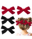 4Pcs Velvet Bow Hair Clips for Girls & Women - Christmas Hair Accessories (Red Black) - Buy Online on GoSupps.com