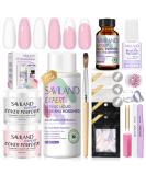 SAVILAND Acrylic Nail Kit - Complete Set with Keratin Powder Castor Oil Vitamin E Nail Primer Glue French Tips & Pink Rhinestones for Beginners - DIY Home Salon Essentials - Buy Online on GoSupps.com