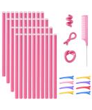 40 pieces hair curly wraps without heat flexible papilots curly curls overnight for girls foam hair curler for long short hair (pink) - Buy Online on GoSupps.com