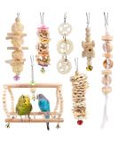 Vegena 7-Piece Wooden Bird Toy Set - Colorful Ladders with Landing Sites for Budgies Parrots and Cockatoos - Ideal Bird Cage Accessories - Buy Online on GoSupps.com