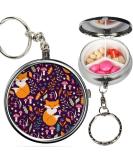 Portable Pill Organizer Pack of 2 - Floral & Animal Design Metal Medicine Box with Keychain 3 Compartment Vitamin & Meds Case for Travel - Buy Online on GoSupps.com