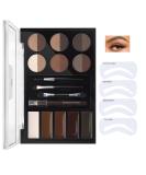 Eye Makeup Contour Kit & Eyebrow Stamp Set - 12 Powders 4 Stencils Waterproof International Shipping - Buy Online on GoSupps.com