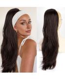 PORSMEER Ponytail Extension Drawstring Ponytail Hair Extensions Dark Brown Color 26 Inch Long Natural Straight Wavy End Synthetic Hairpiece for Women Girls Daily Use/Party Dark Brown-6# - Buy Online on GoSupps.com