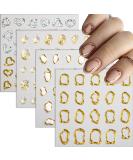 5D Gold Embossed Nail Art Stickers | Crystal Soft Glue Irregular Geometric Frames | Self-Adhesive Nail Decals & Acrylic Nail Accessories - International Shipping - Buy Online on GoSupps.com
