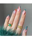 Justotry 24 Pcs Swirl Short Stiletto False Nails with Glue - Pastel Press on Nails for Women - Almond Stick on Nails - Medium Sized Coloured and Swirl Design - Buy Online on GoSupps.com