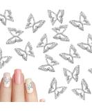 100pcs 3D Butterfly Nail Charms - Alloy Hollow Butterfly Nail Art Decoration Supplies for DIY Manicure Design in White K - Women Girls - Buy Online on GoSupps.com