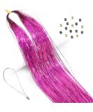 Hot Pink Hair Tinsel Kit with Beads and Loop Tool - Fairy Extensions in Hot Pink - Buy Online on GoSupps.com