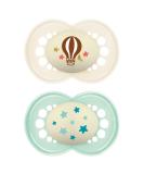 MAM Original Night Pacifiers Set of 2 | SkinSoft Silicone | 16+ Months | Includes Pacifier Holder | Neutral Baby Soothers - Buy Online on GoSupps.com