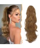BARSDAR Long Wavy Curly Ponytail Extension 20 Golden Brown Mix Blonde - Clip-in Synthetic Hairpiece for Women - Buy Online on GoSupps.com