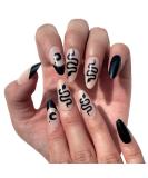 Justotry 24 Pieces Moon Almond Nails - Short Black French Artificial Press-On Nails | Snake Oval Acrylic Fingernails for Women - Buy Online on GoSupps.com