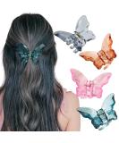 Buy Transparent Hair Clips for Women & Girls | Glitter Butterfly Small Thin Hair Clipping Accessories (4 Pieces) - International Shipping Available - Buy Online on GoSupps.com