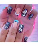 24Pcs Halloween Press on Nails | Short Square Acrylic Nails with Skulls Cobwebs & Glossy Finish - Perfect for Women & Girls - Buy Online on GoSupps.com