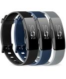 PACK 3 Silicone Bands for Fitbit Inspire HR & Fitbit Inspire 2 & Fitbit Inspire & Ace 2 Replacement Wristbands for Women Men Small Large (Large: for 7.1"-9.1"wrists  Black+Navy Blue+Gray) Large: for 7.1"-9.1"wrists Black+N - Buy Online on GoSupps.com